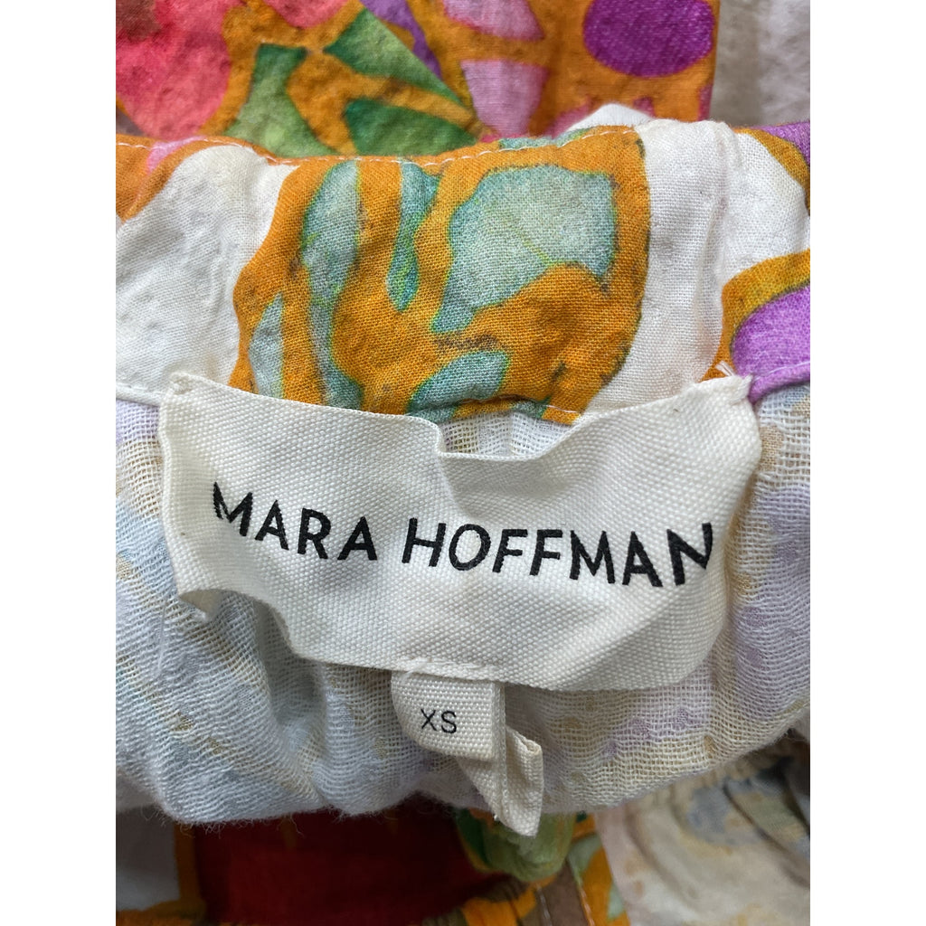 Mara Hoffman 'Bettina' Red Cotton Cutout Floral-Print Organic Cotton-Jacquard Midi Dress Size XS
