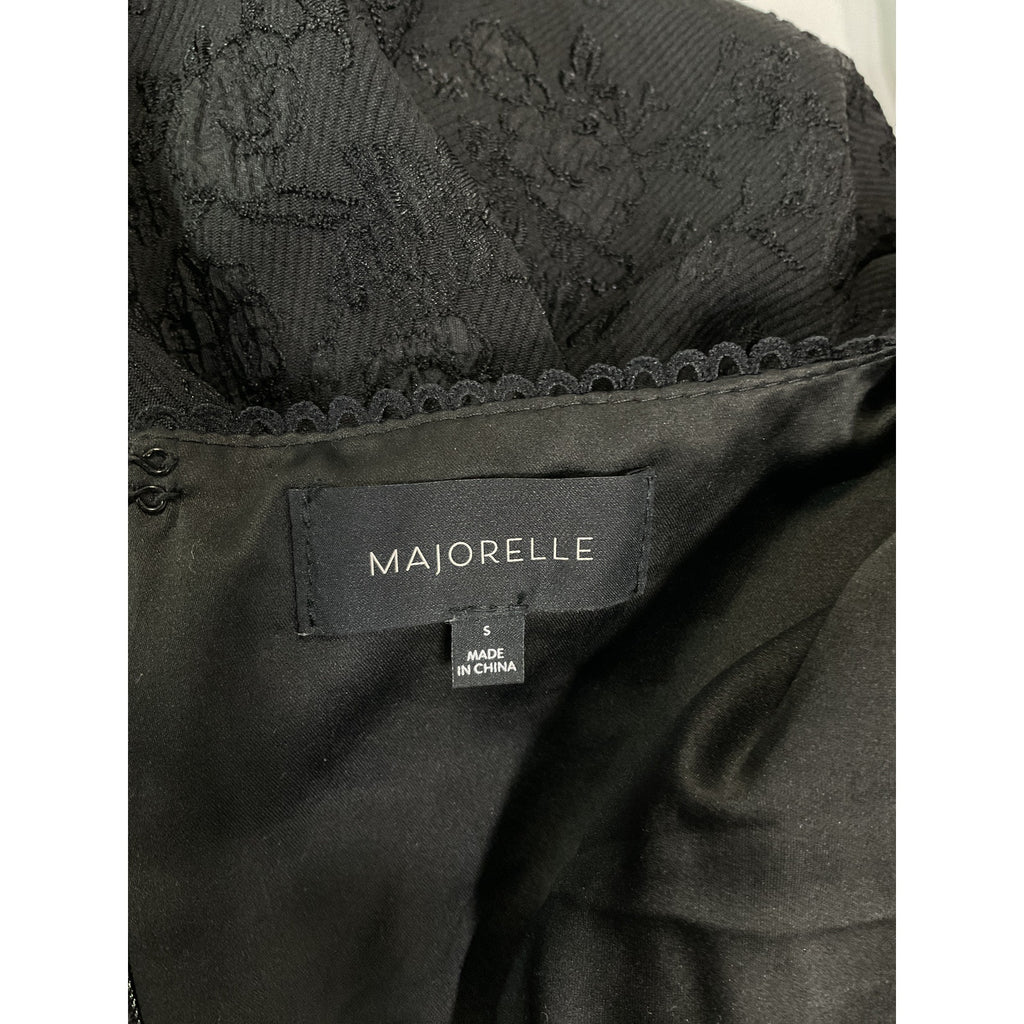 Majorelle 'Tillie' Black jacquard Bow Detail Floral Mini Dress Size S