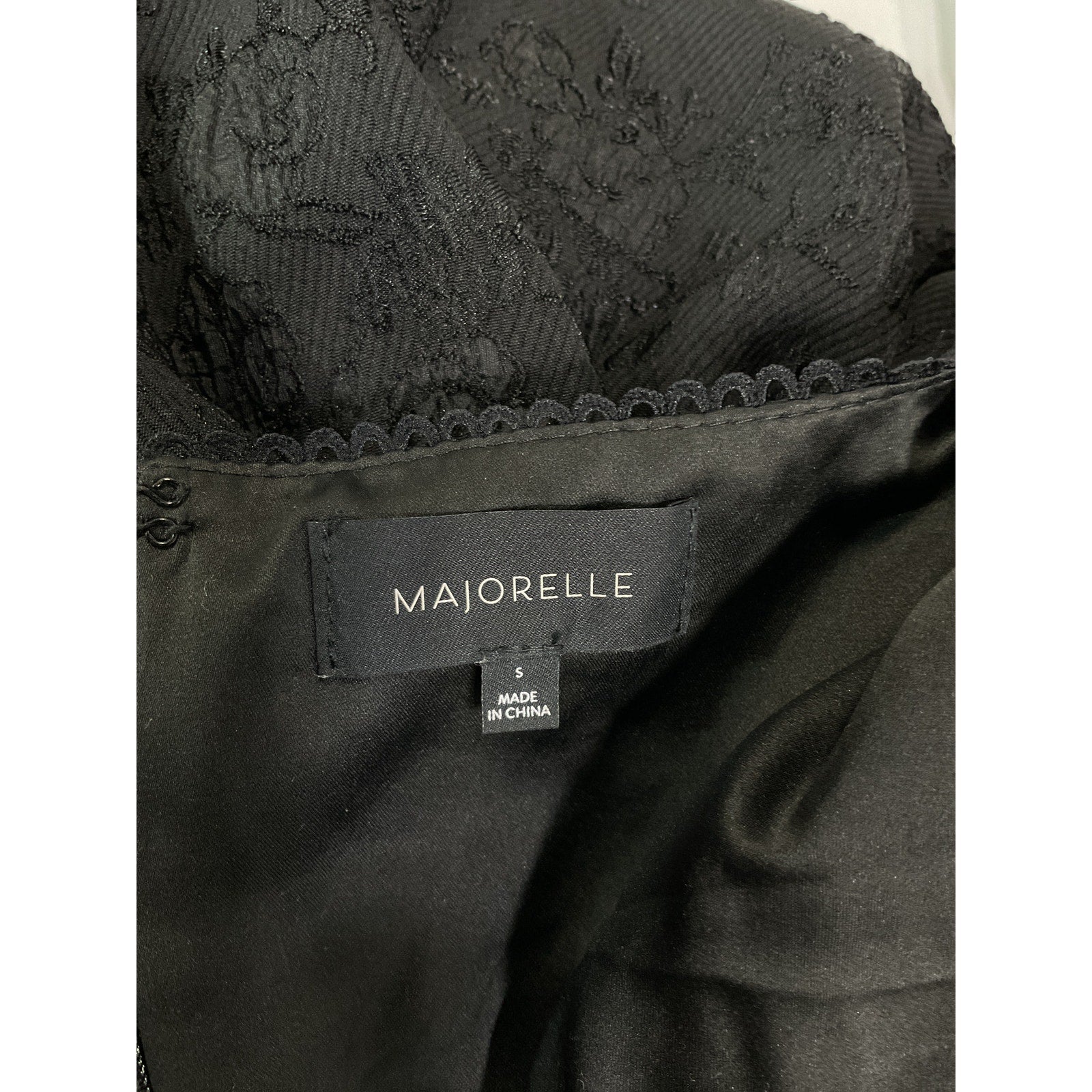 Majorelle 'Tillie' Black jacquard Bow Detail Floral Mini Dress Size S