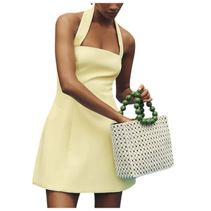 Bardot Halter Yellow Nevelle Mini Dress Size 4