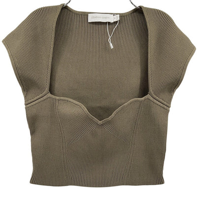 Simkhai Ribbed Olivine Abia Top Size M