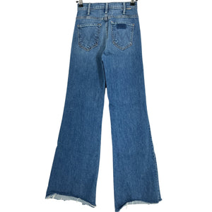 Mother Flared Blue The Hustler Roller Heel Fray Denim Jeans Size 24