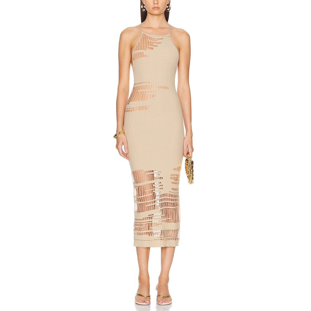 Cult Gaia 'Nodin' Tan Knit Coverup Dress Size M