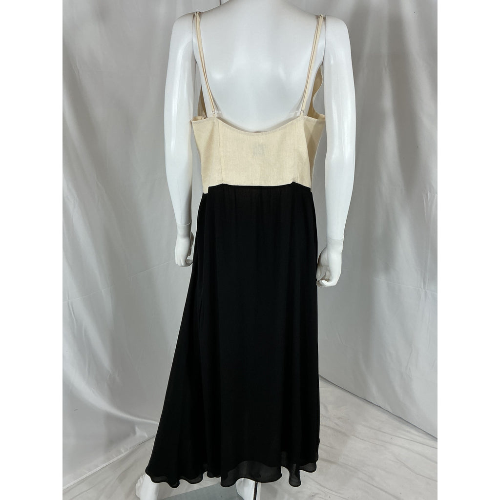 Dissh 'Grace' White Linen V Neck Midi Dress Size 12