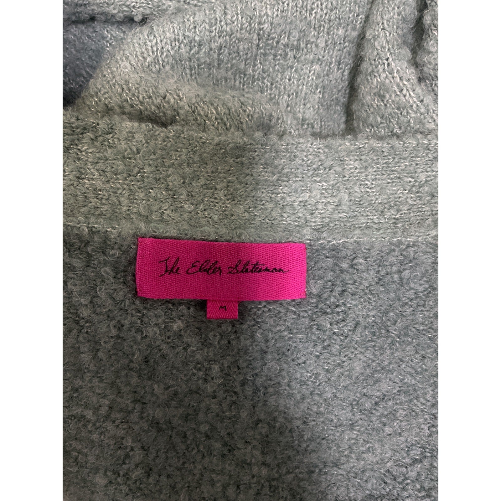 The Elder Statesman 'Oversized' Green Cashmere, Alpaca And Silk-Blend Boucl� Cardigan Size M