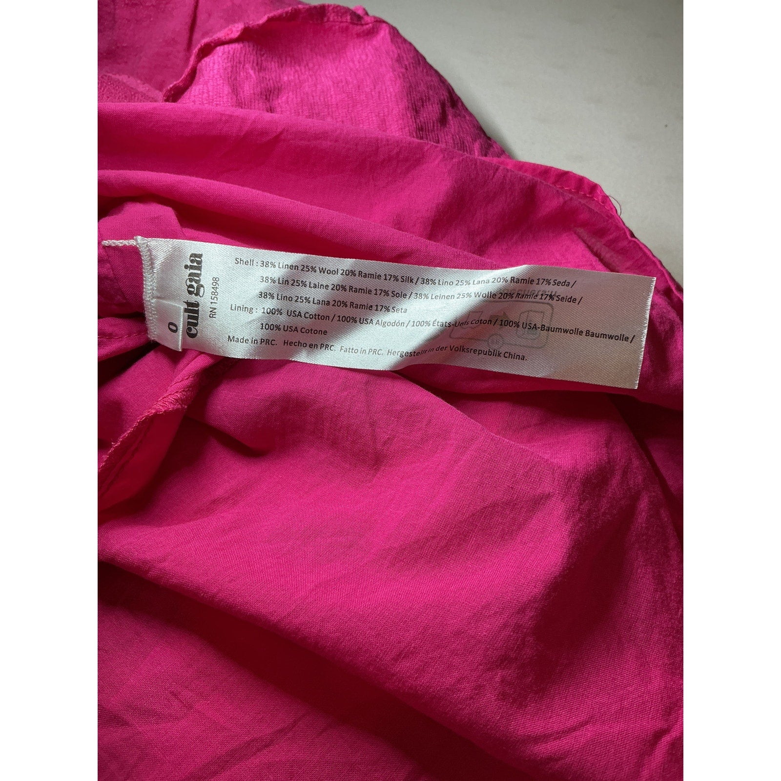 Cult Gaia 'Asal' Pink Linen Dress Size 0