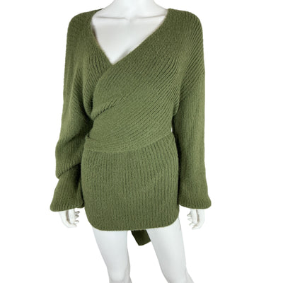 House Of Harlow 1960 Cozy Forest Green Khalida Wrap Sweater Size M
