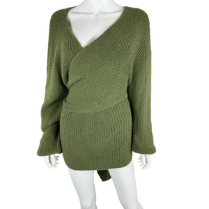 House Of Harlow 1960 Cozy Forest Green Khalida Wrap Sweater Size M