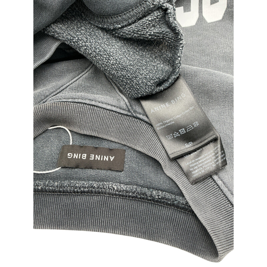 Anine Bing 'Ramona' Black Cotton University Sweatshirt Size S Petite