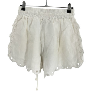 Farm Rio Embroidered White Eyelet Scallop Hem Shorts Size S