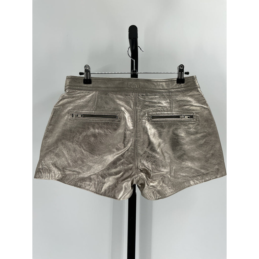 Understated Life On Mars Silver Leather Cargo Shorts Size M