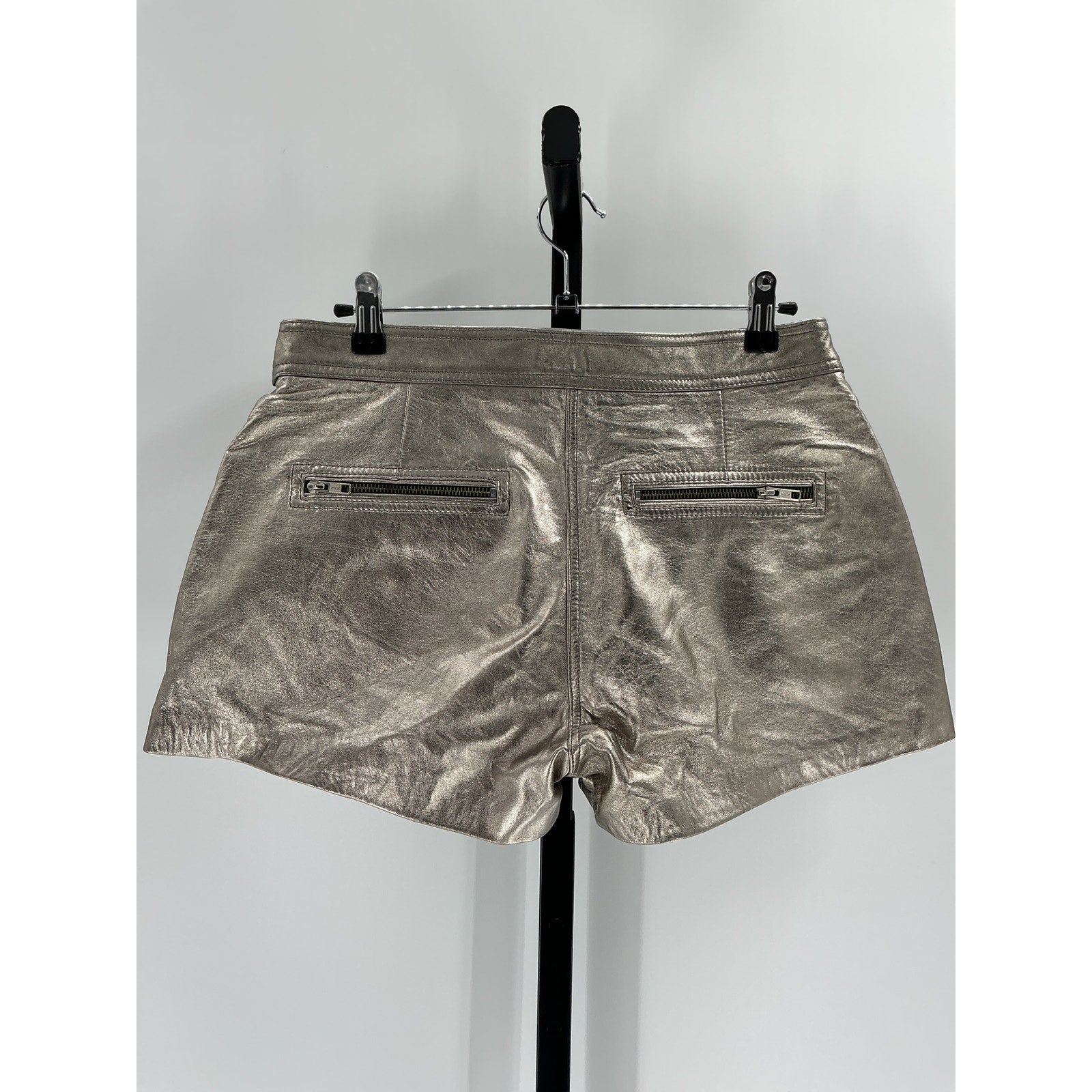 Understated Life On Mars Silver Leather Cargo Shorts Size M