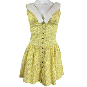 Frankies Bikinis Polka Dot Yellow Marley Poplin Mini Dress Size S
