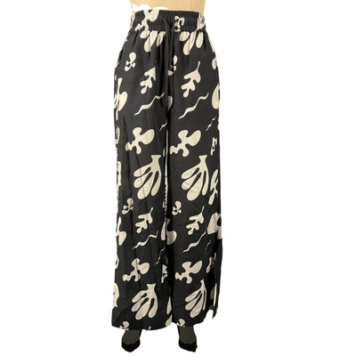Frame Printed Black Wide Leg Pants Size Small