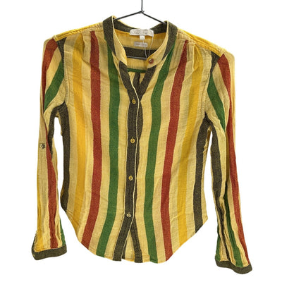 Suzie Kondi Textured Sunset Stripe Koubi Button Blouse Size S