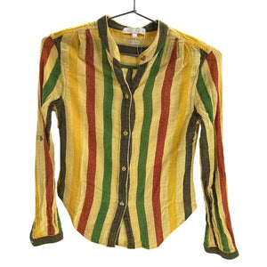 Suzie Kondi Textured Sunset Stripe Koubi Button Blouse Size S