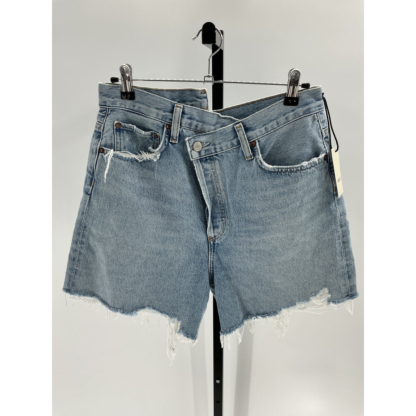 Agolde Crisscross Blue Cotton Super High Waist Organic Denim Shorts Size 28 - NWT