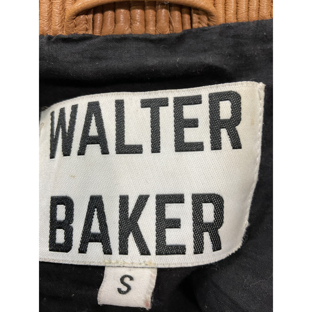 Walter Baker 'Hailey' Brown Leather Bomber Jacket Size S