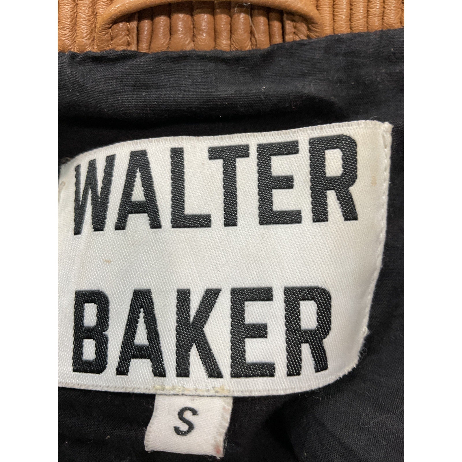 Walter Baker 'Hailey' Brown Leather Bomber Jacket Size S
