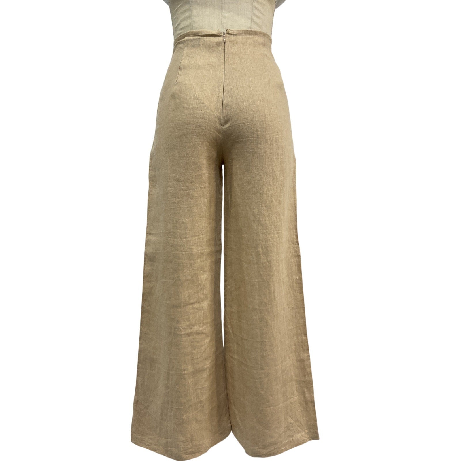Faithfull The Brand 'Ottavio' Beige Linen Wide-Leg Pants Size XS