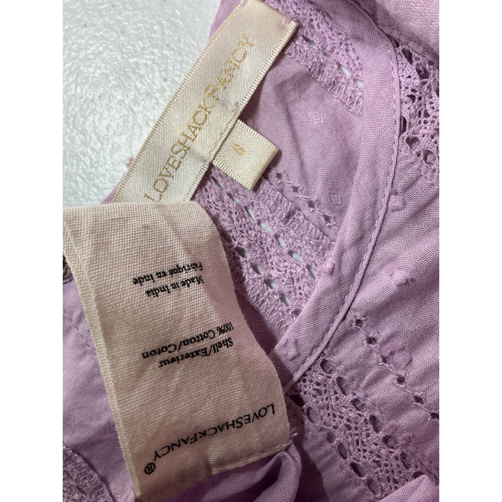 Loveshackfancy 'Natasha' Purple Cotton Mini Dress Size S