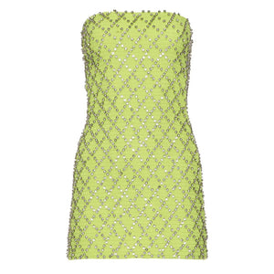 Retrofête Embellished Neon Yellow Felicity Mini Dress Size XS