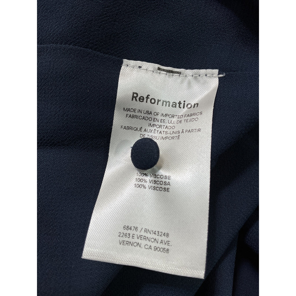 Reformation 'Tilda' Blue Long Sleeve Midi High Neckline Dress Size 2 - NWT