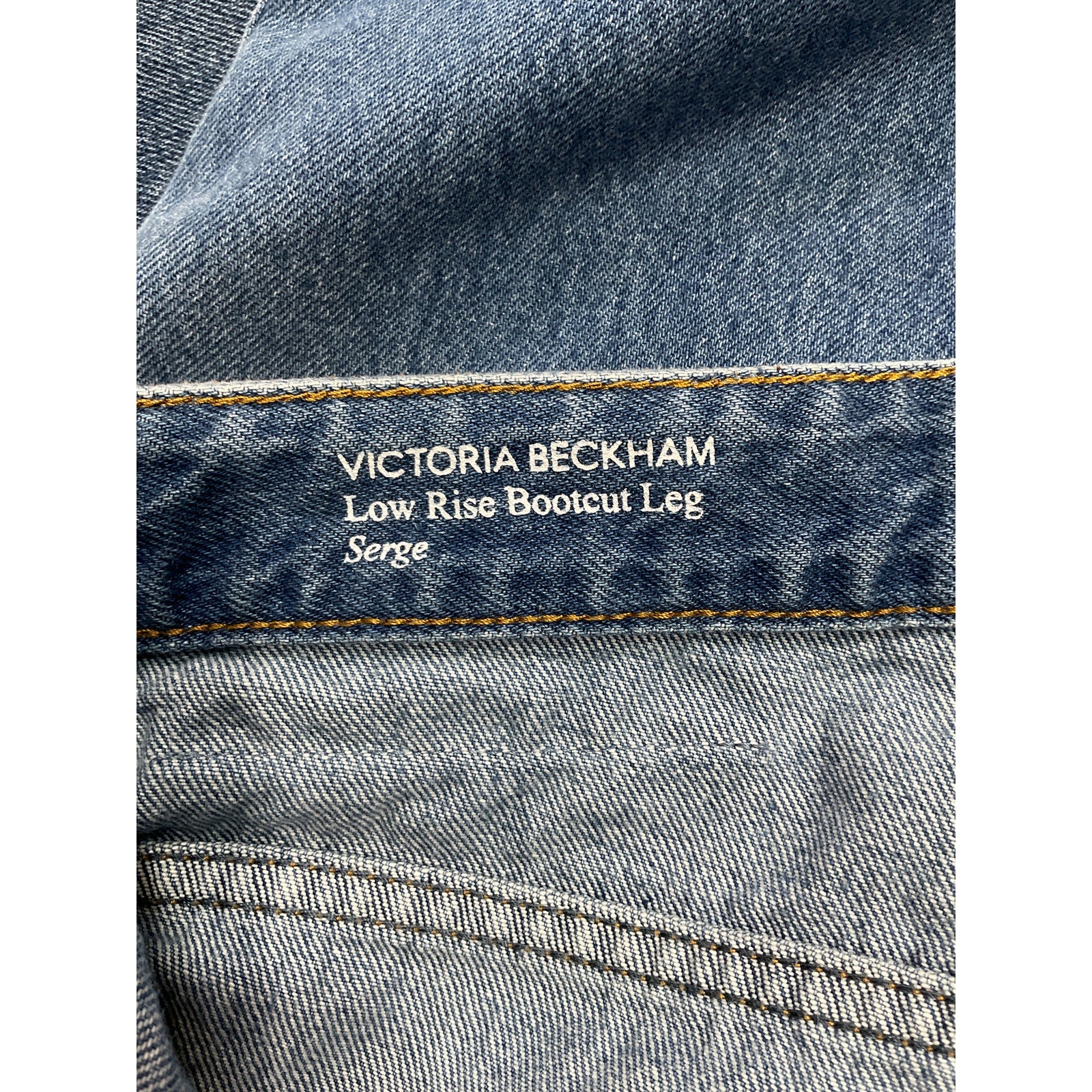Victoria Beckham 'Serge' Blue Two-Tone Mid-Rise Wide-Leg Denim Jeans Size OS