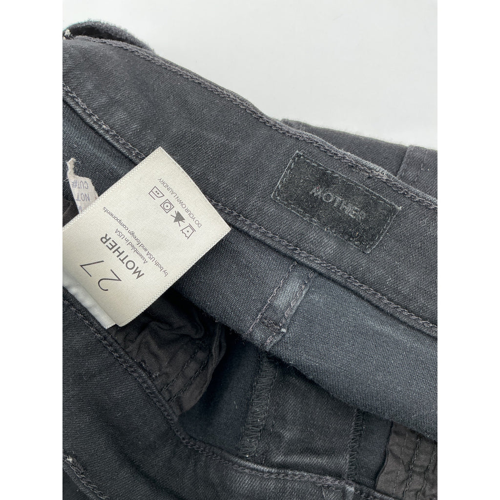 Mother 'The Hustler' Black Cotton Ankle Fray Denim Jean Size 27