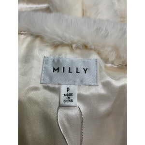 Milly Plush Cream Tanya Long Faux Fur Vest Size Petite