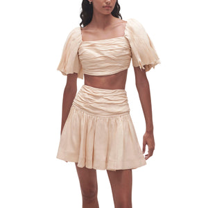 Aje Ruched Coconut Cream Cari Crop Top Size 10/ US 6