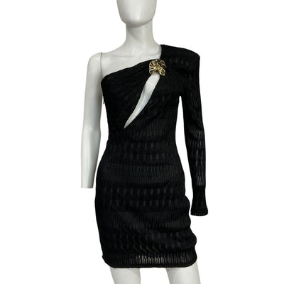 Michael Costello Sleek Black Madeline Mini Dress Size M
