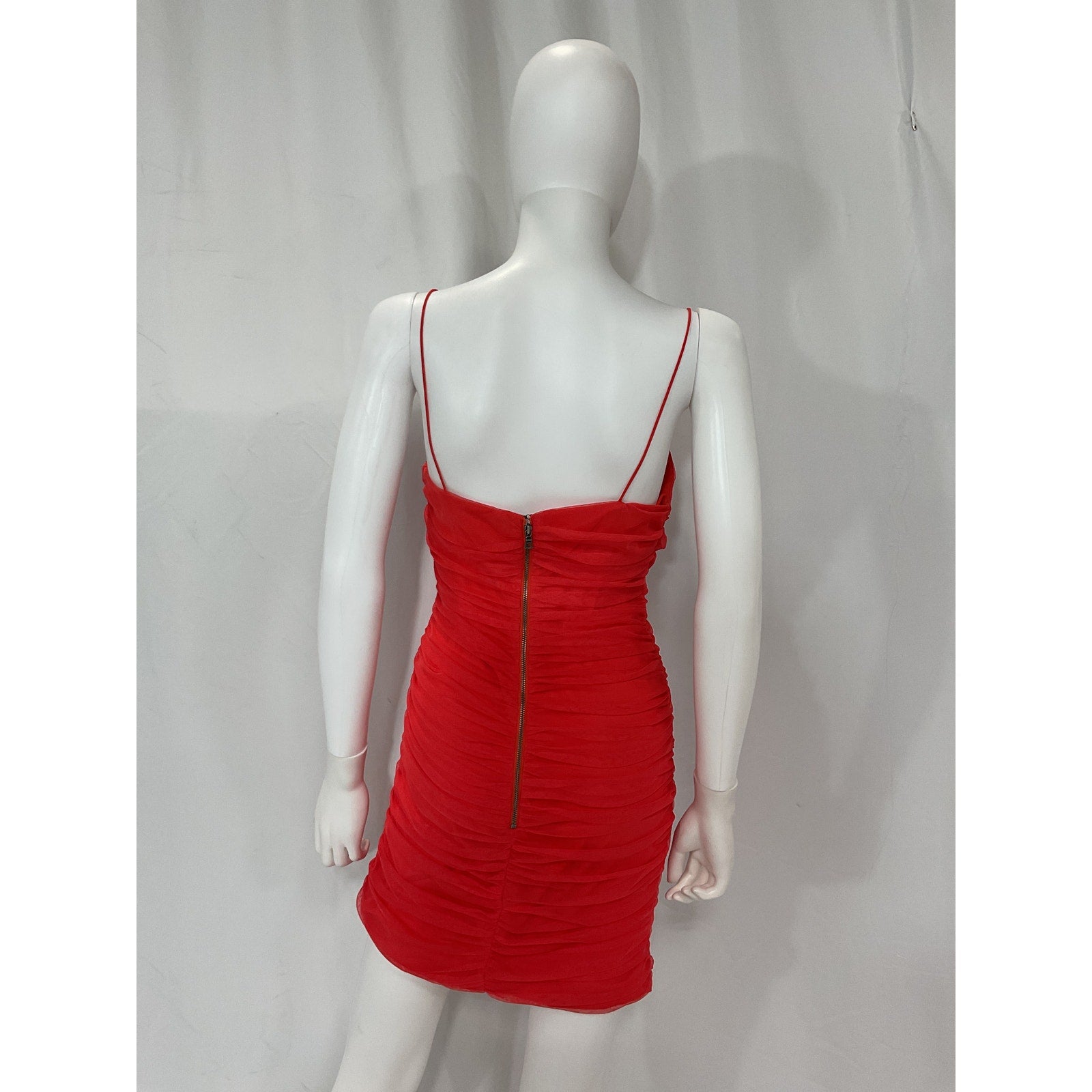 Alice + Olivia 'Cruz' Red Tulle Ruched Strap Mini Dress Size 8
