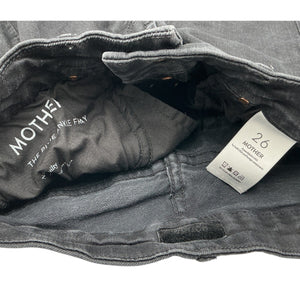 Mother Sleek Black Pixie Ankle Fray Denim Jeans Size 26