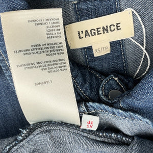 L'agence Cropped Blue Annette Shirt Size XS