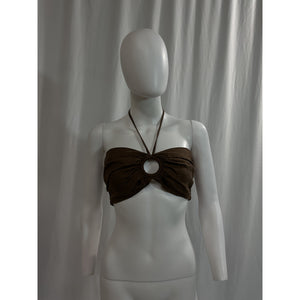 Faithfull The Brand 'Cyprus' Brown Halterneck Linen Top Size S