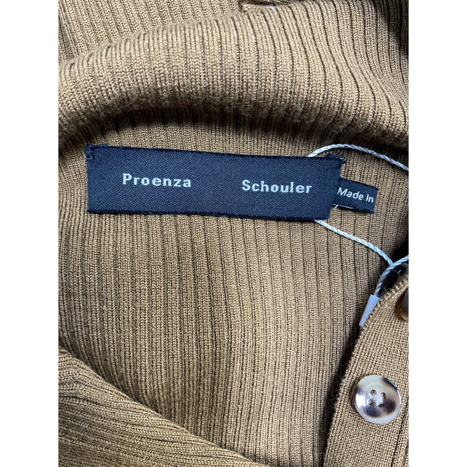 Proenza Schouler Brown Merino Wool Ruffled Cardigan Size S