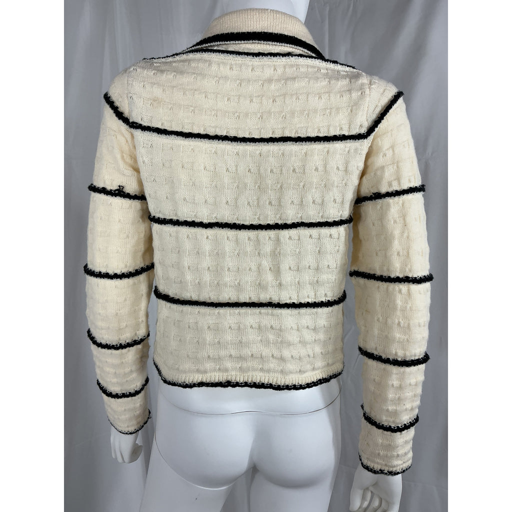 Line & Dot 'Mariner' White Collared V Neck Sweater Size S