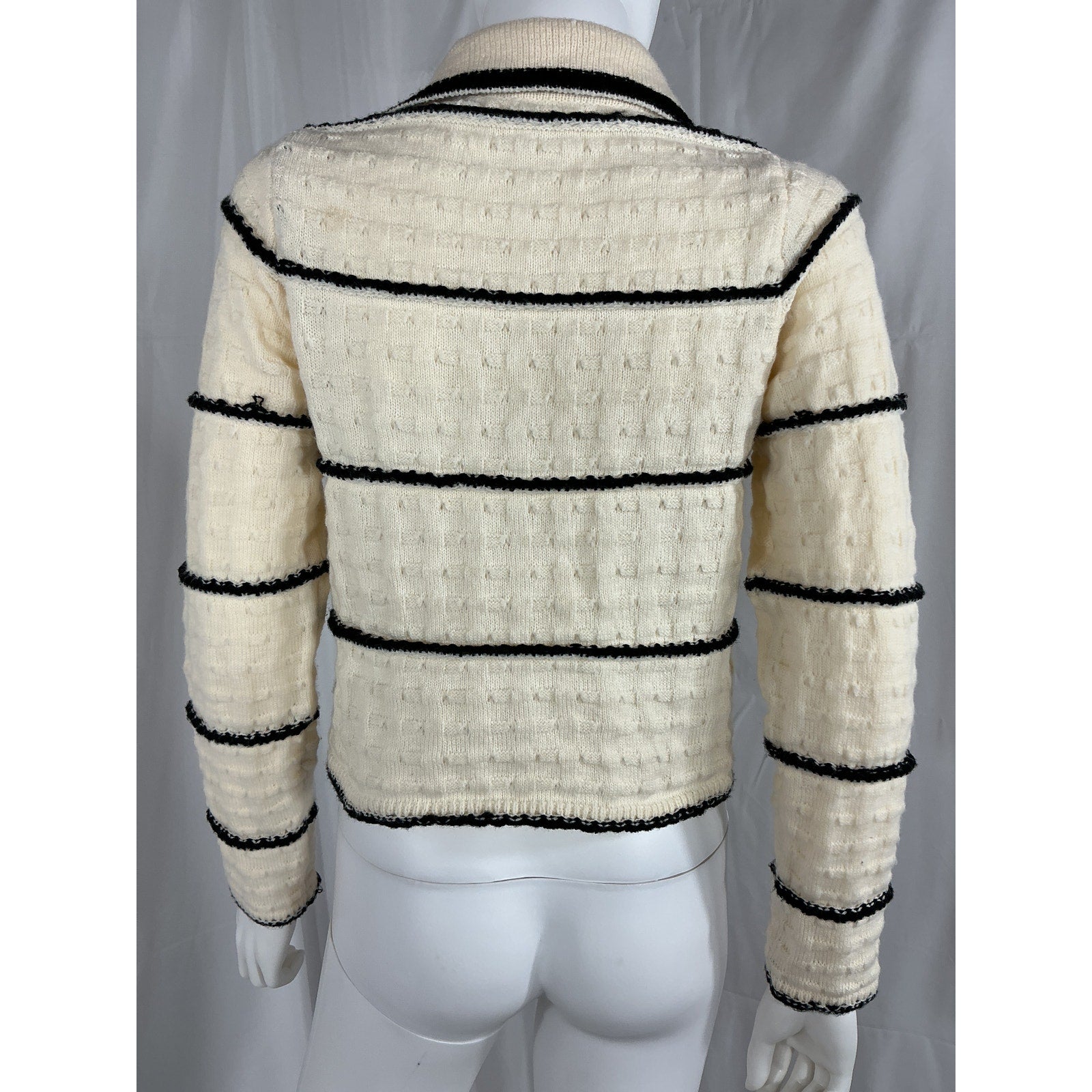 Line & Dot 'Mariner' White Collared V Neck Sweater Size S