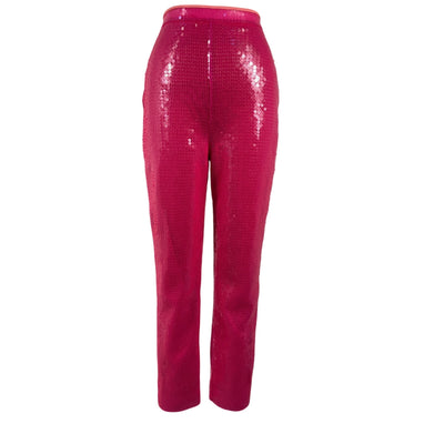 David Koma Shimmering Pink Sequin Pants Size UK 10/ US 6