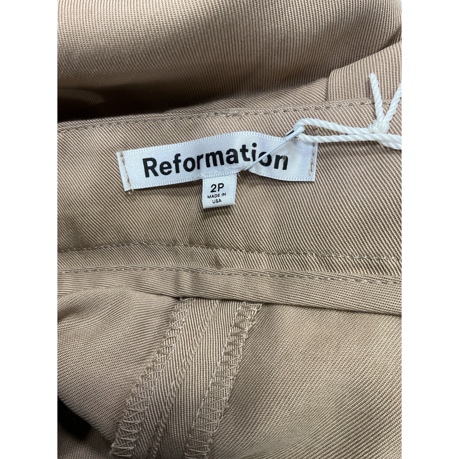 Reformation Petites 'Mason' Tan Twill Pant Size 2p - NWT