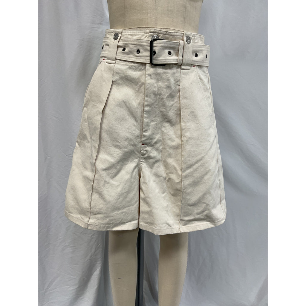 Isabel Marant 'Delilaz' White Cotton Belted Twill Shorts Size 36