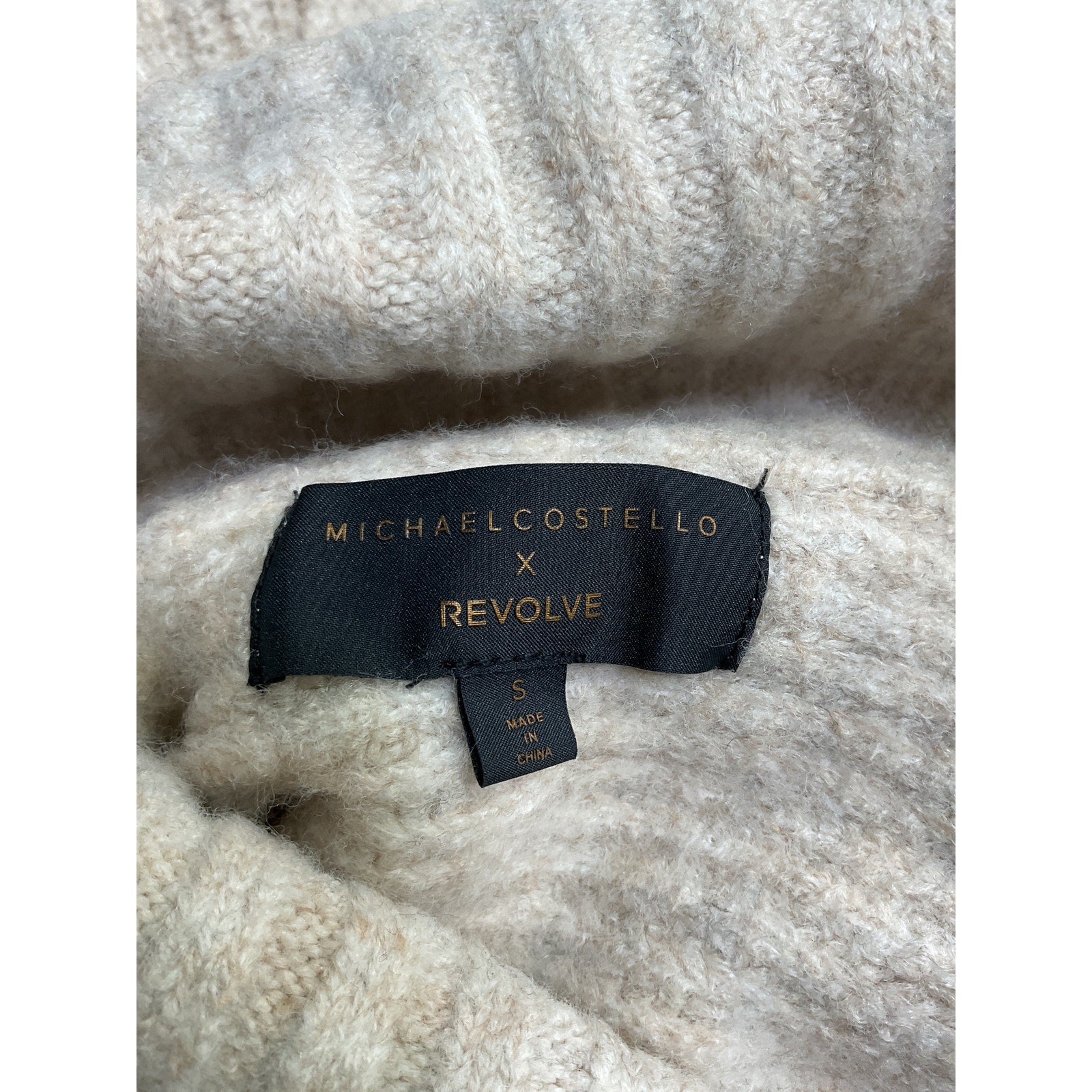 Michael Costello x Revolve  'Safia' Cream Acrylic Peek A Boo Crop Sweater Size S
