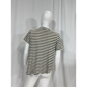 Apiece Apart 'Easy' White Crewneck Stripe Pocket T-Shirt Size M
