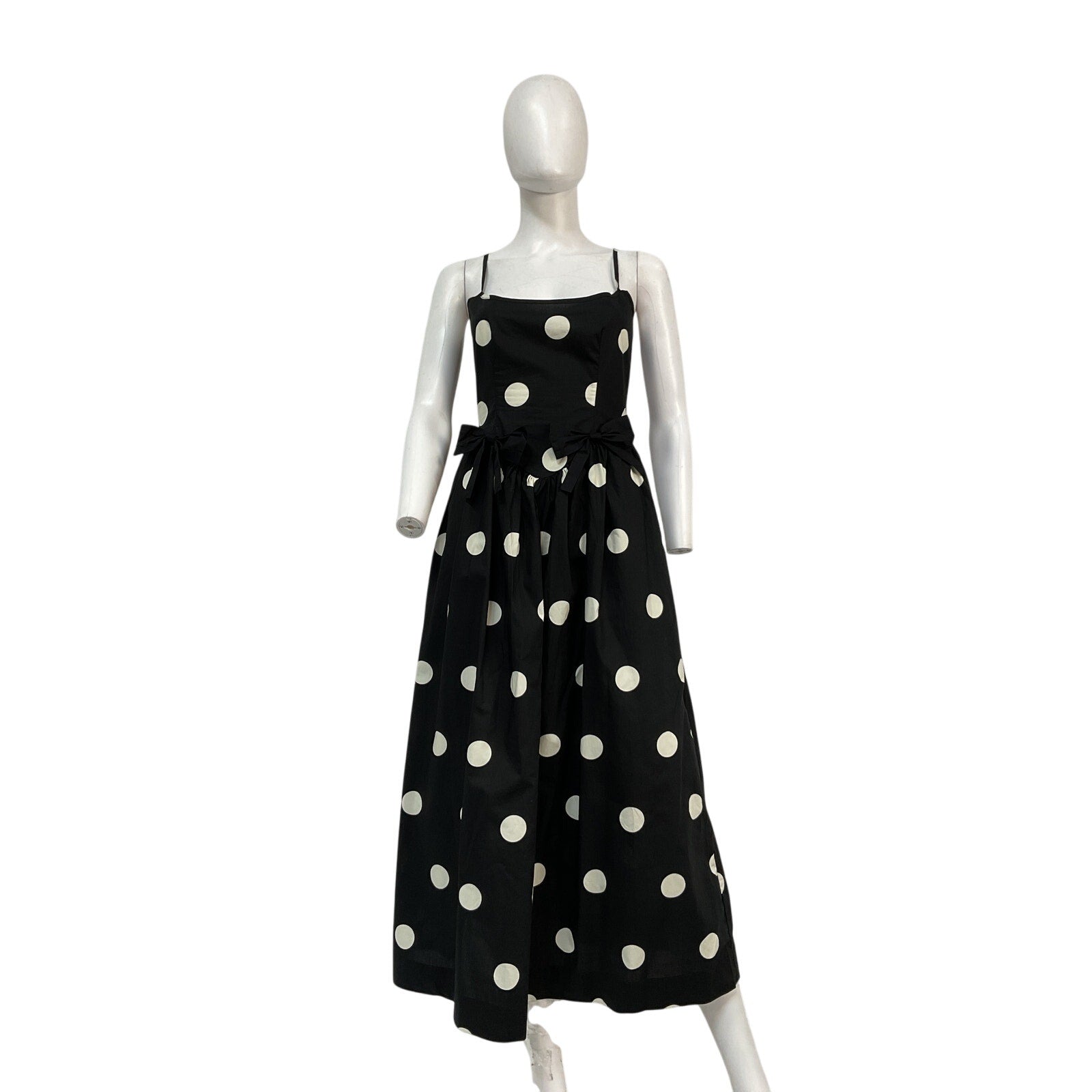 Ciao Lucia 'Neroni' Black Cotton Dress Polka Dot With Bows Size XS