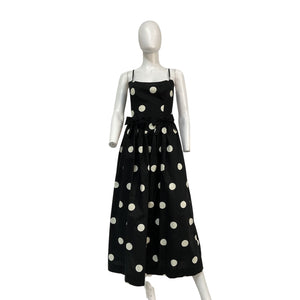 Ciao Lucia 'Neroni' Black Cotton Dress Polka Dot With Bows Size XS