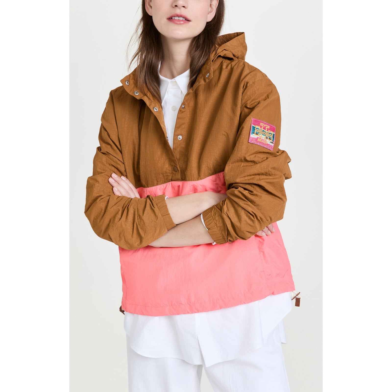 Tory Sport 'Colorblocked' Brown Patch Anorak Jacket Size M - NWT