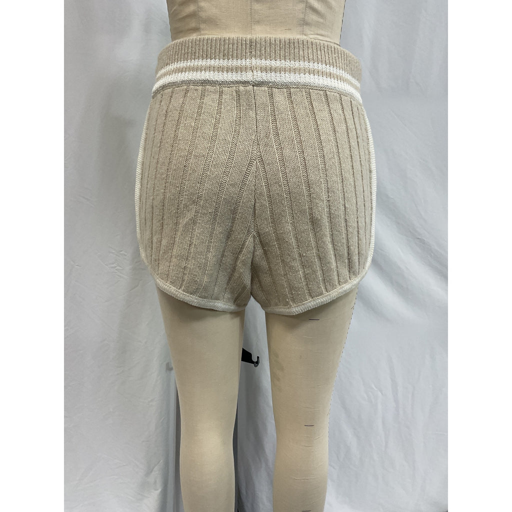 Rag & Bone 'Serena' Beige Striped Ribbed-Knit Shorts Size S