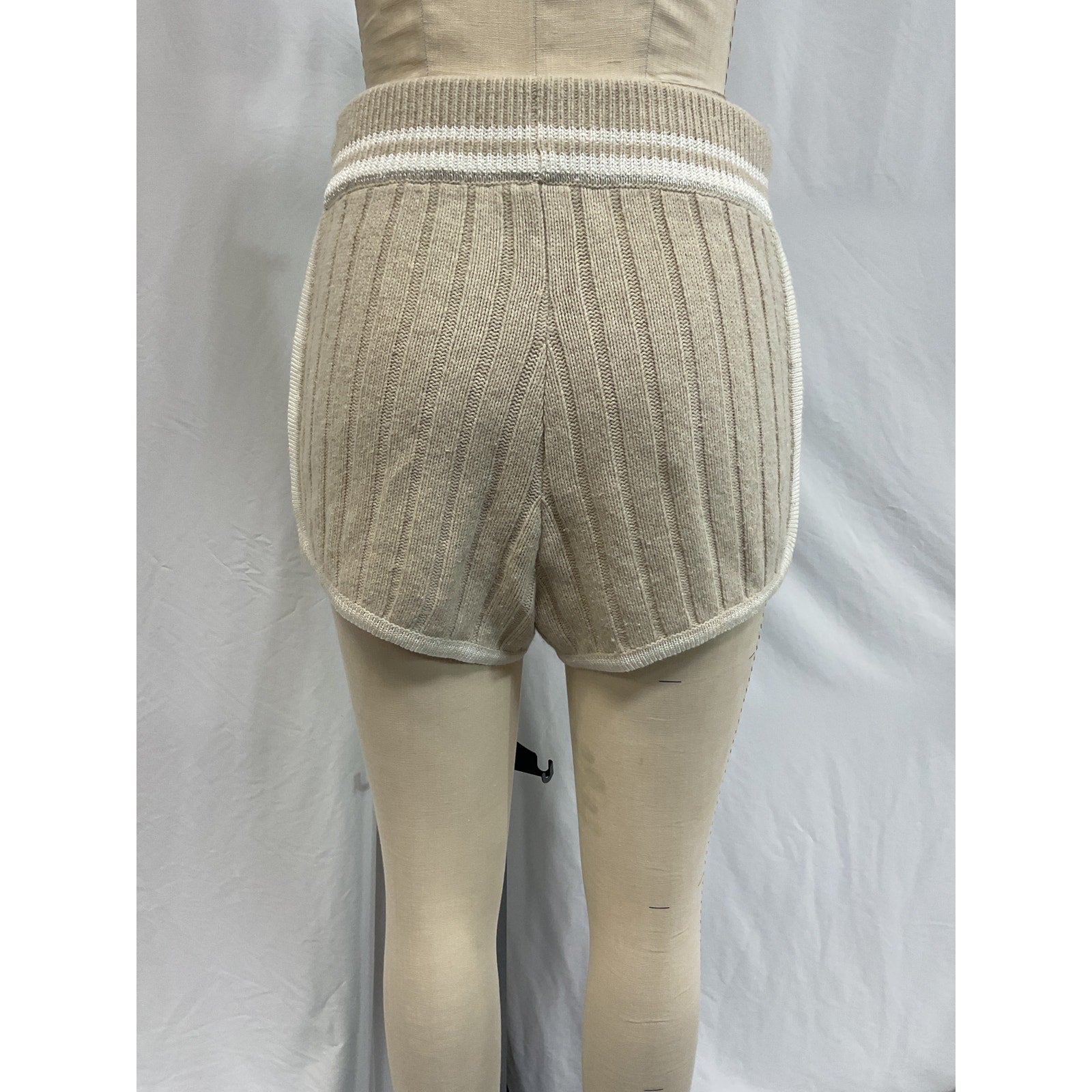 Rag & Bone 'Serena' Beige Striped Ribbed-Knit Shorts Size S