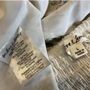 For Love & Lemons Puff Sleeve White Multi Denise Crop Top Size L